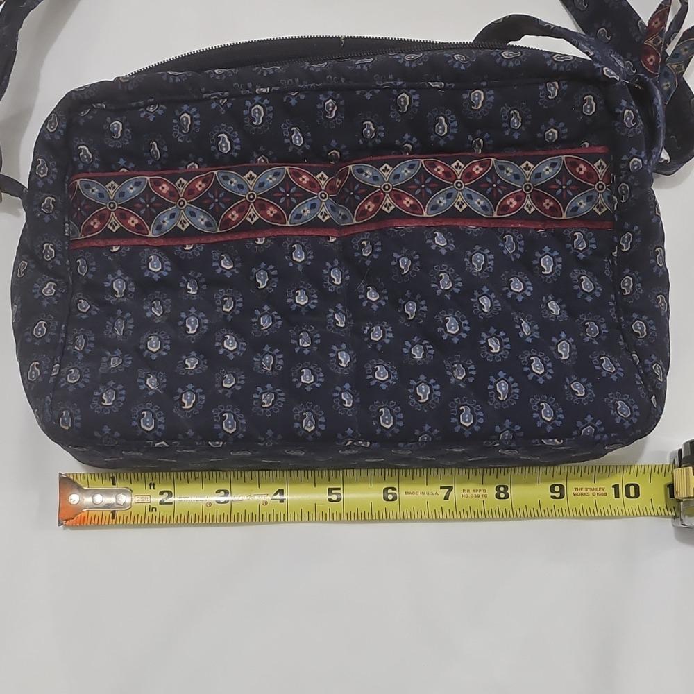 Vera Bradley Navy Blue Red Paisley Crossbody Bag Zip Closure Adjustable Strap - Picture 9 of 9